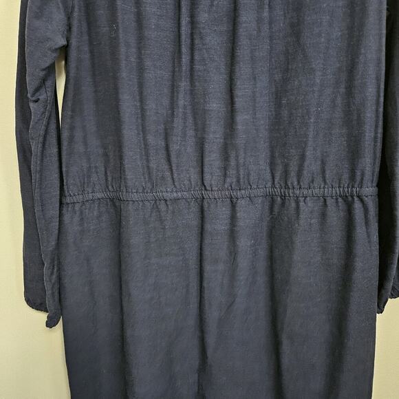 Gap Navy Blue Embroidered Mini Dress Sz M Drawstring Waist Pockets Lined - Picture 8 of 9